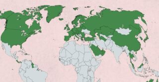 Countries wealthier than the global average mapped
