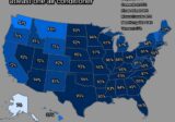 Percentage of households in U.S. with at least one air conditioner mapped