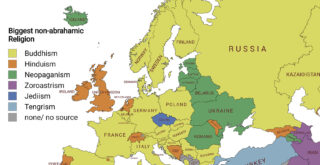Biggest non-abrahamic religion in Europe mapped