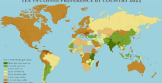 World Map of Tea Vs. Coffee Preference by Country